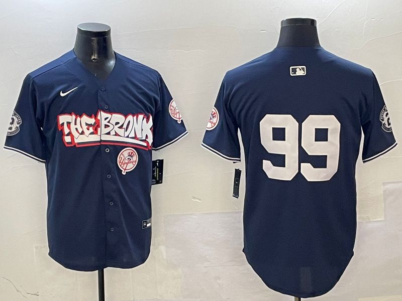 Men New York Yankees #99 Judge Drak Blue four generations Joint Name 2025 Nike MLB Jersey style 13